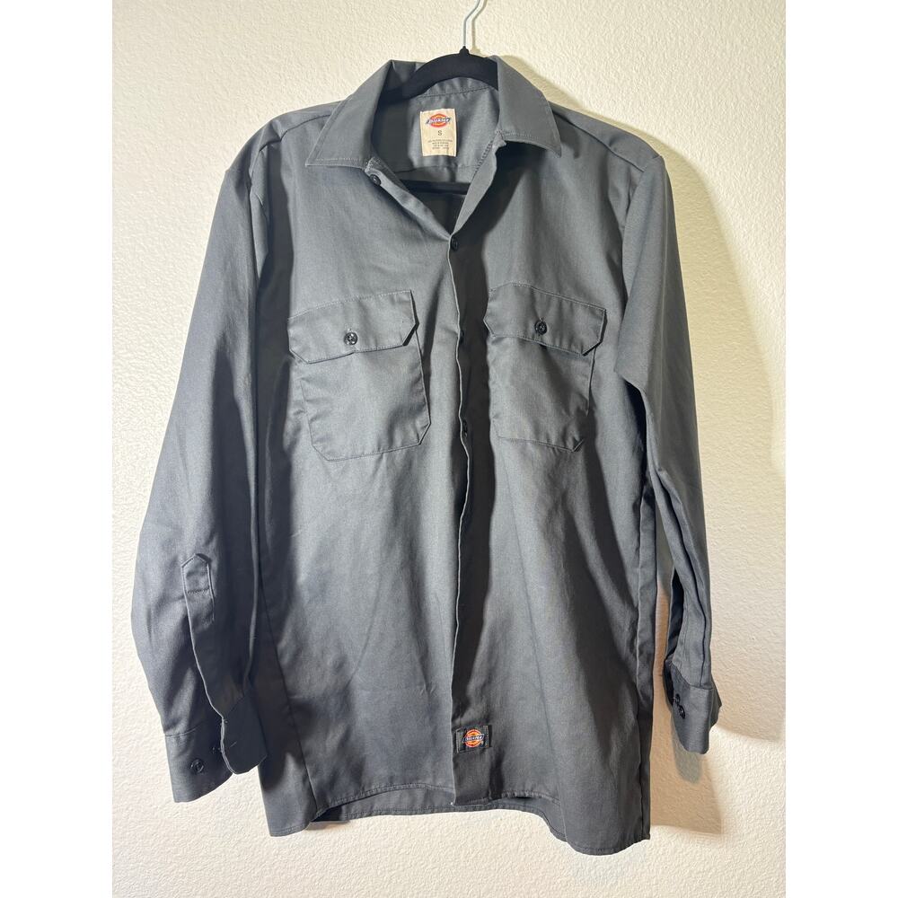 Dickies Men's Button-Up Shirt Size Small Gray Long Sleeve Classic Workwear